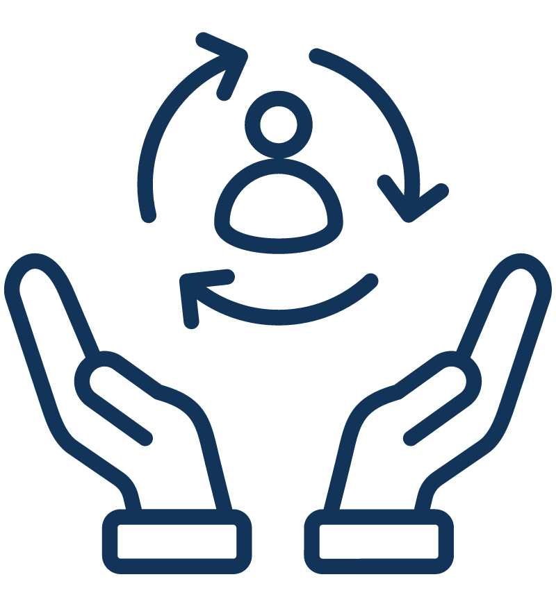 three people in a connected circle icon